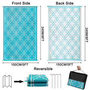 150 × 245 cm Aqua-Blue Reversible Outdoor Rug