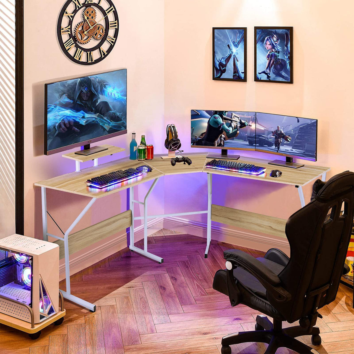 Home Office L-shaped Reversible Corner Desk