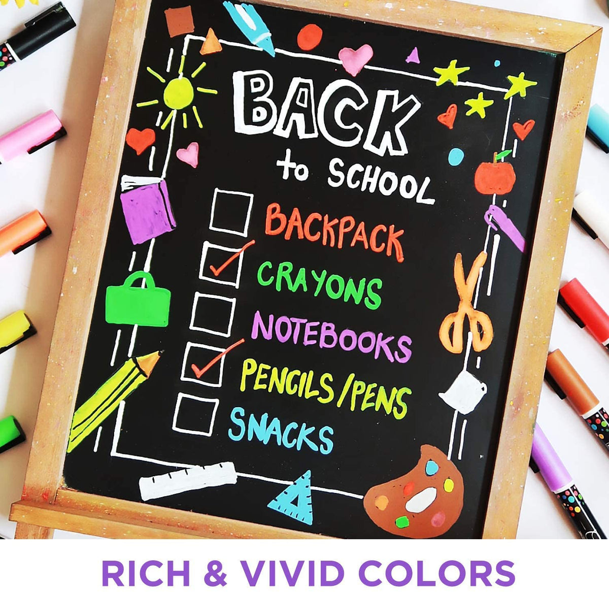 Fine Tip Chalk Markers (10 Pack 3mm) - Bold Color Erasable Dry Erase Marker Pens for Blackboards, Chalkboard, Window, Bistro - 3mm Reversible Bullet & Chisel Point 