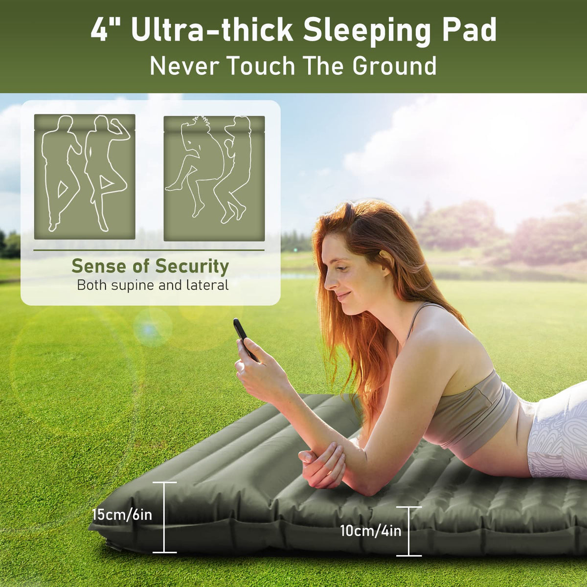 Double Self-Inflating Camping Mat with Pillow & Foot Pump