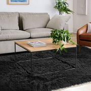 Black Area Rug for Bedroom,4'X6', Fluffy Shag Rug for Living Room, Furry Carpet for Kids Room, Shaggy Throw Rug for Nursery Room, Fuzzy Plush Rug, Black Carpet, Rectangle, Cute Room Decor for Baby