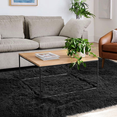 Black Area Rug for Bedroom,4'X6', Fluffy Shag Rug for Living Room, Furry Carpet for Kids Room, Shaggy Throw Rug for Nursery Room, Fuzzy Plush Rug, Black Carpet, Rectangle, Cute Room Decor for Baby