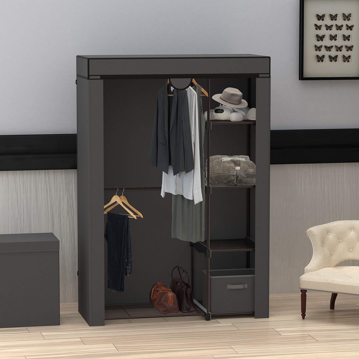 SIMPLE HOUSEWARE Covered Portable Wardrobe – 116.8cm