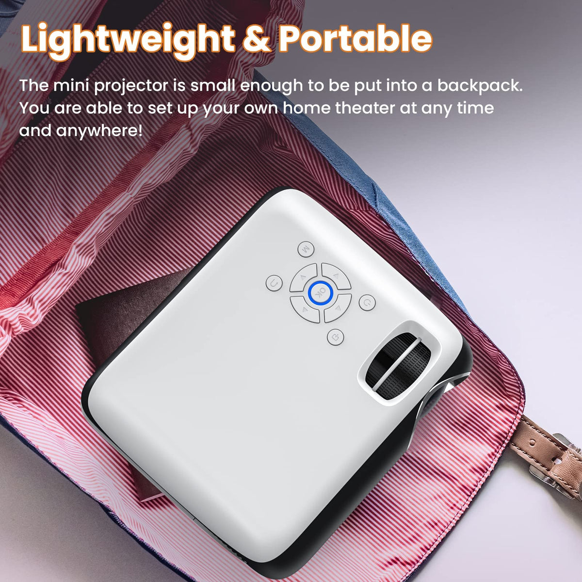 Projector, Native 1080P Bluetooth Projector with 100''Screen, 9500L Portable Outdoor Movie Projector Compatible with Smartphone, HDMI,USB,AV,Fire Stick, PS5