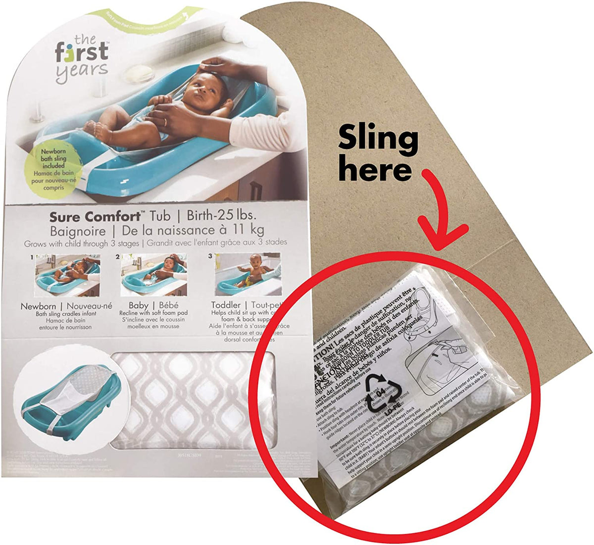 Newborn Toddler Tub with Bath Sling