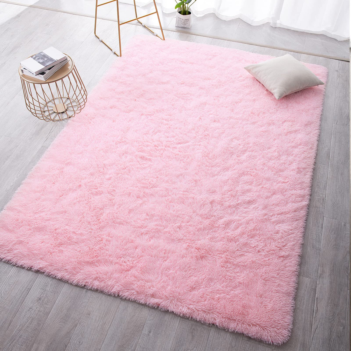 150 × 245 cm Pink Plush Shag Area Rug