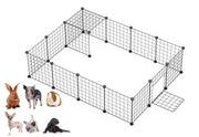 16-Panel Modular Wire Small-Animal Pen – Black