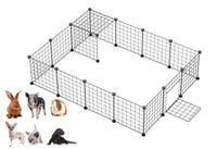 16-Panel Modular Wire Small-Animal Pen – Black