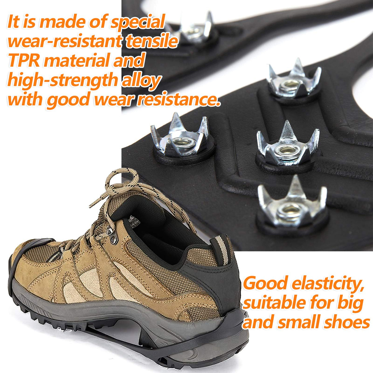 8-Spike Stainless Steel Ice Traction Cleats for Boots