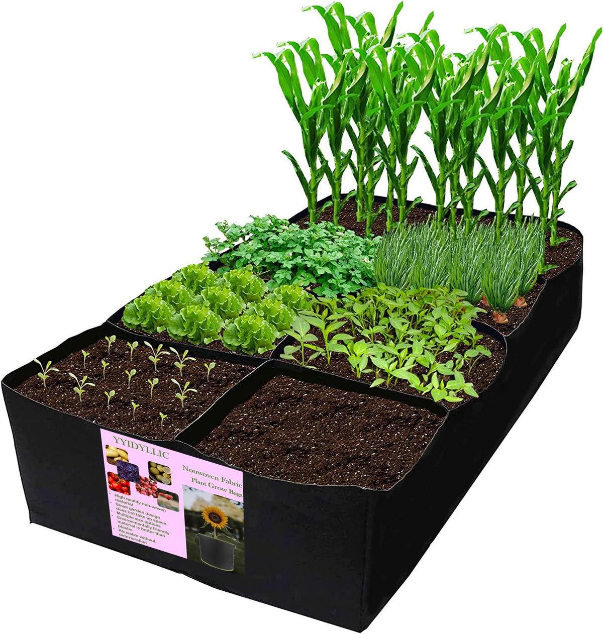 128-Gallon 8-Section Fabric Raised Garden Bed