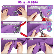 200-Set 9.5mm Metal Snap Fastener Kit with Pliers – 10 Colours