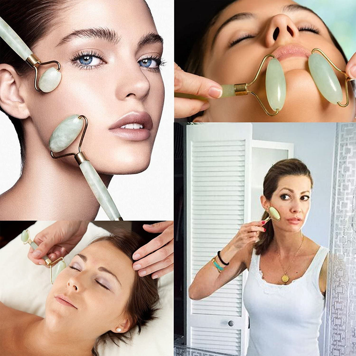 Dual-Ended Jade Facial Massage Roller – Green