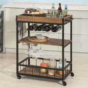 3-Tier Industrial Serving Cart with Removable Tray