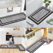 2-Piece Black & Grey Cushioned Kitchen Mat Set