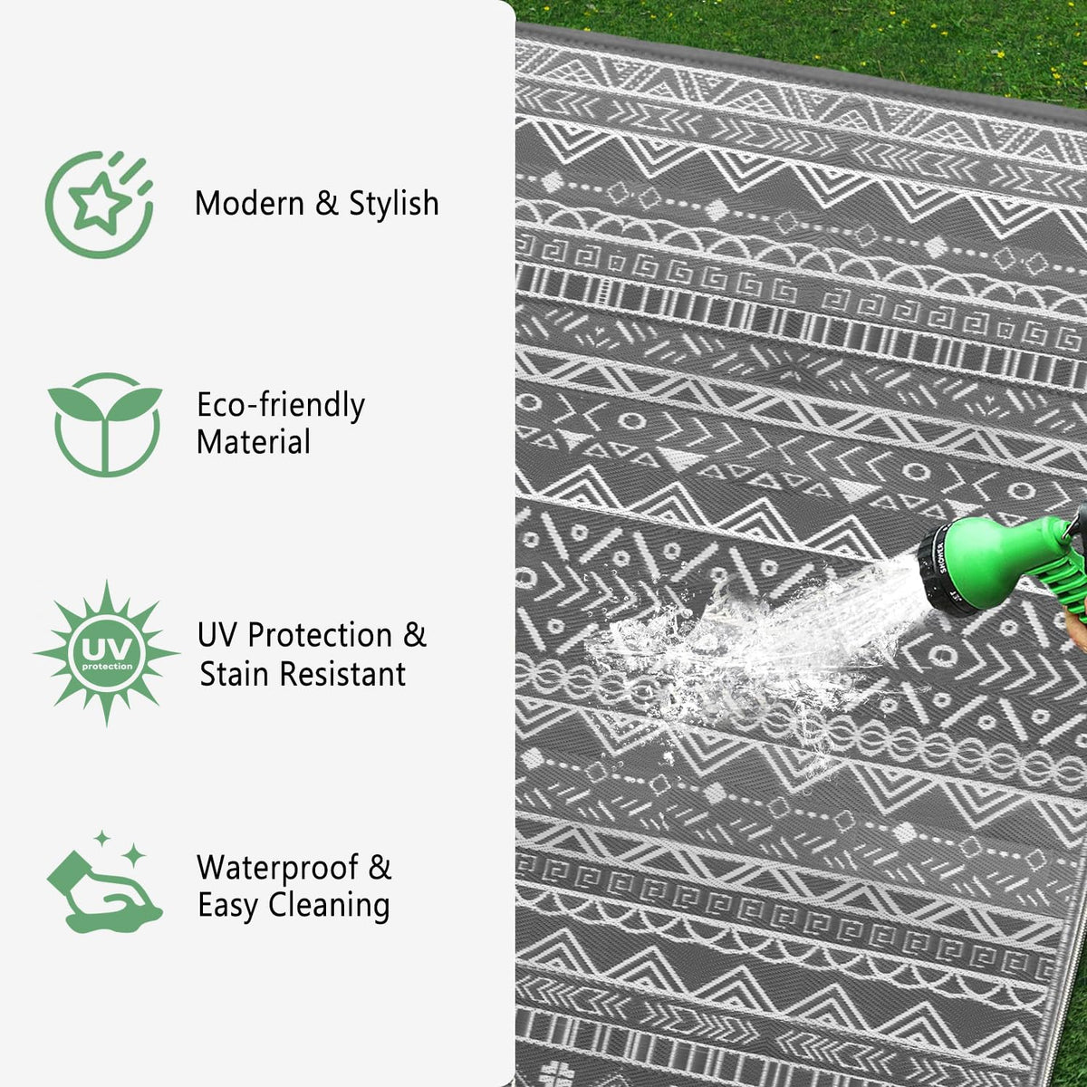 150 × 240 cm Reversible Outdoor Patio & Camping Rug