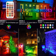 RGB Solar Spotlights Outdoor, 4-in-1 Solar Garden Lights, Waterproof IP66 Solar Powered Spotlight, 12 Colors Changing, Remote Control, LED Landscape Lighting for Yard Patio Lawn Garden