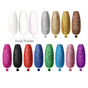 Acrylic Nail Kit with LED Nail Lamp and Electric Nail Drill Machine,Clear White Pink Acrylic Powder and Acrylic Monomer Liquid,12 Pcs Glitter Powder Nail Art Tools for Acrylic Nails