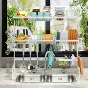 86–113 cm White 3-Tier Over-Sink Dish Drying Rack