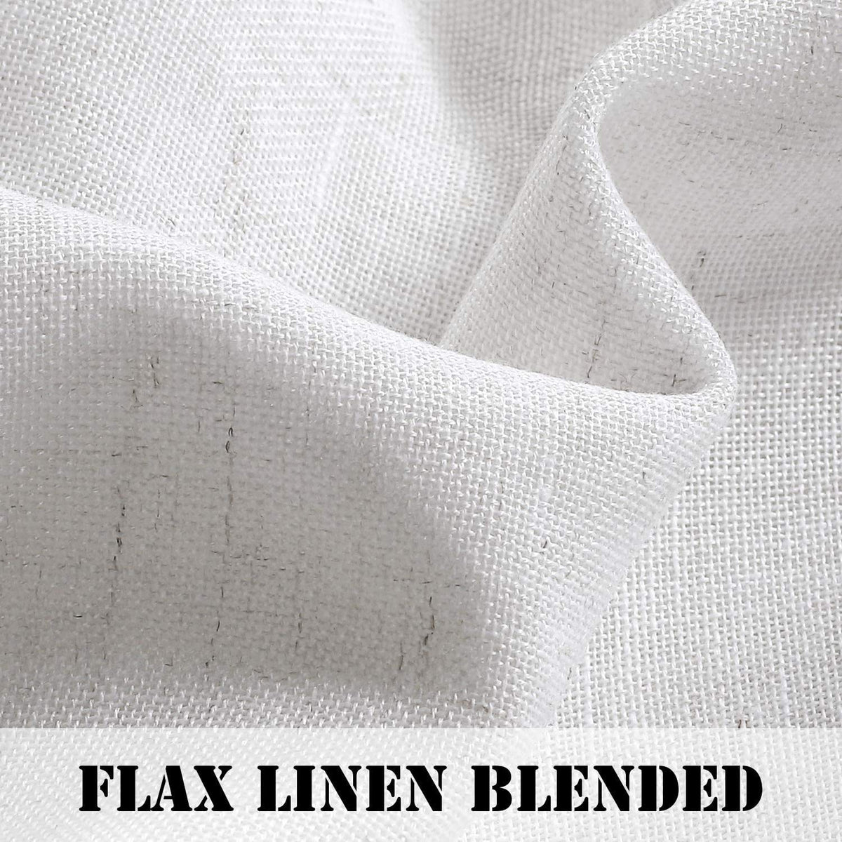 White Semi-Sheer Linen-Blend Curtains – 132 × 243cm, Pair