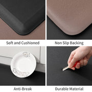 2-Piece Black 12 mm Anti-Fatigue Kitchen Mat Set