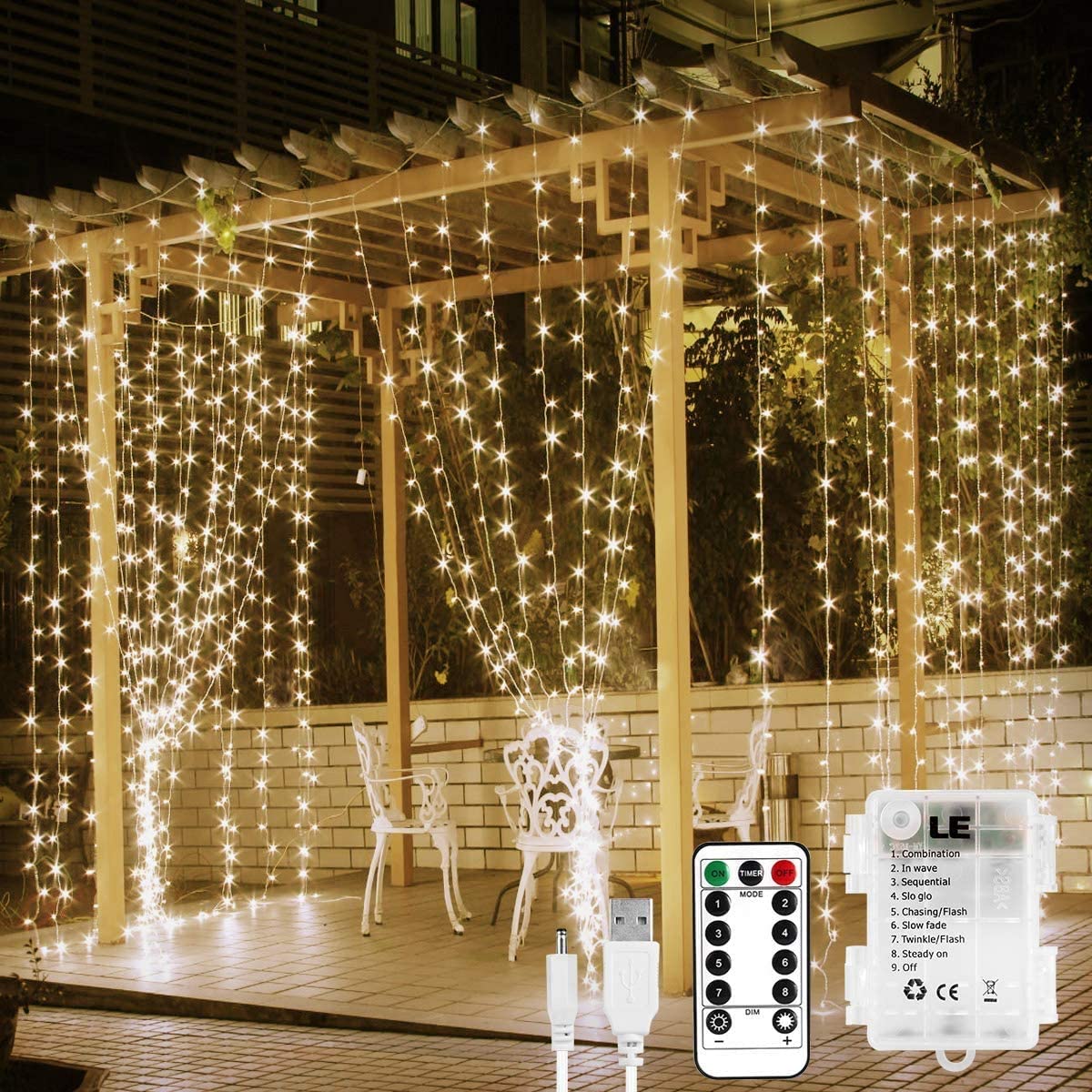 LED Window String Fairy Lights USB & Battery Powered with Remote Control Daylight White