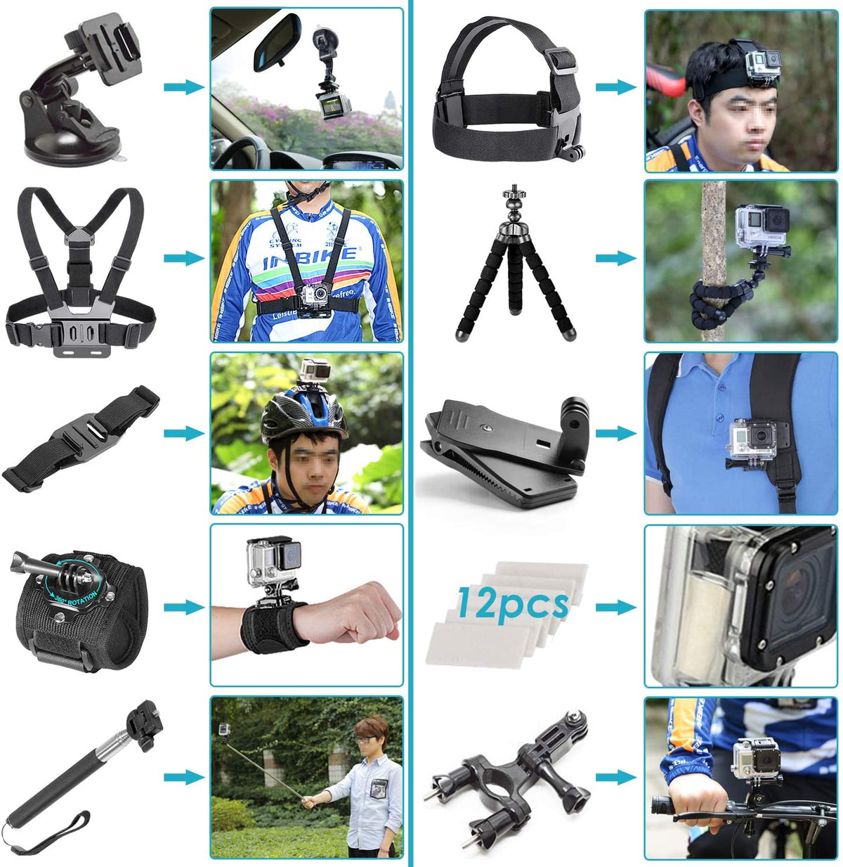 50-in-1 Action-Camera Mounting Accessory Kit