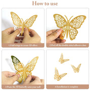 72-Piece Gold 3D Butterfly Wall Décor Set