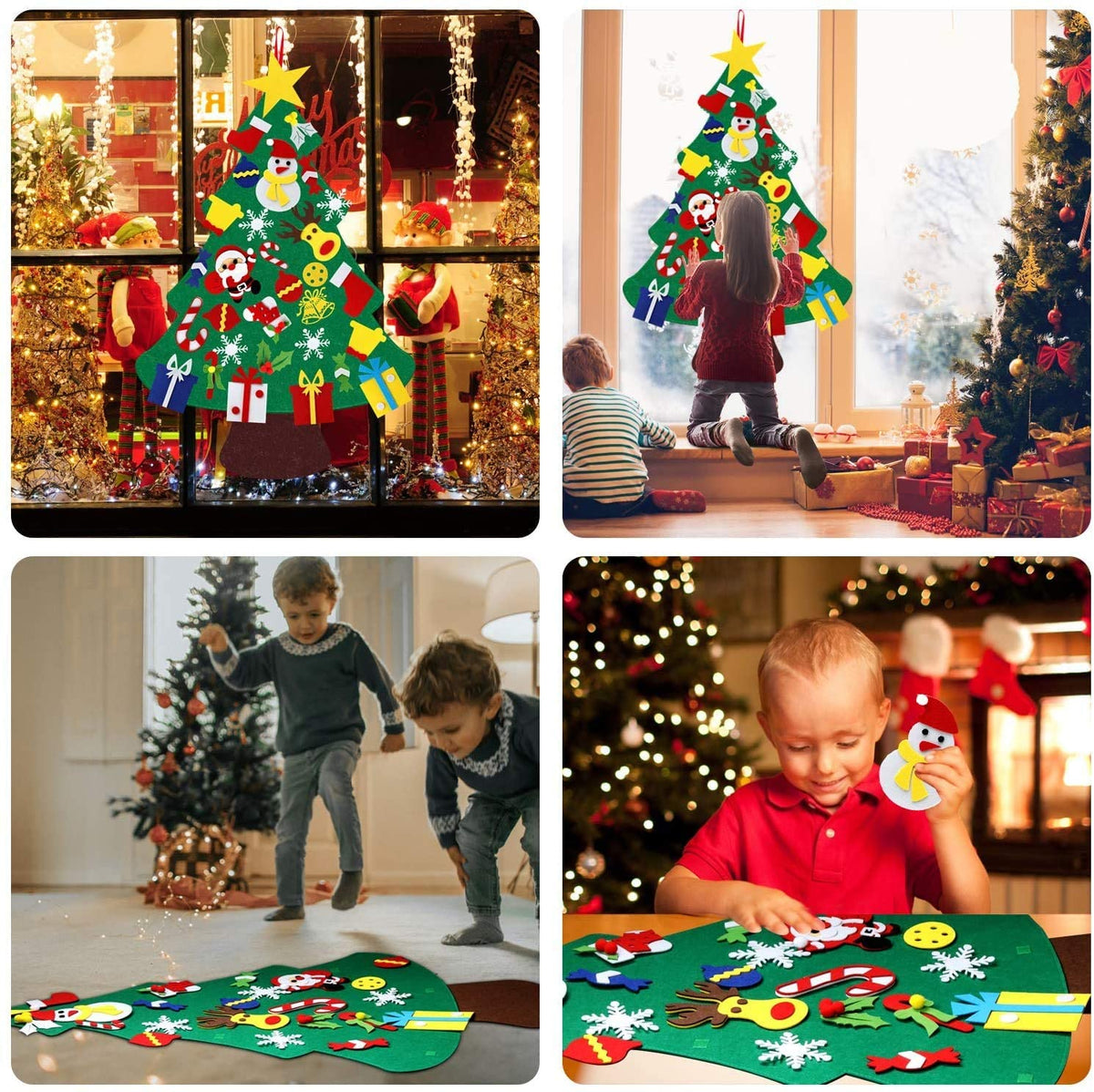 DIY Felt Christmas Tree with 30 Detachable Ornaments