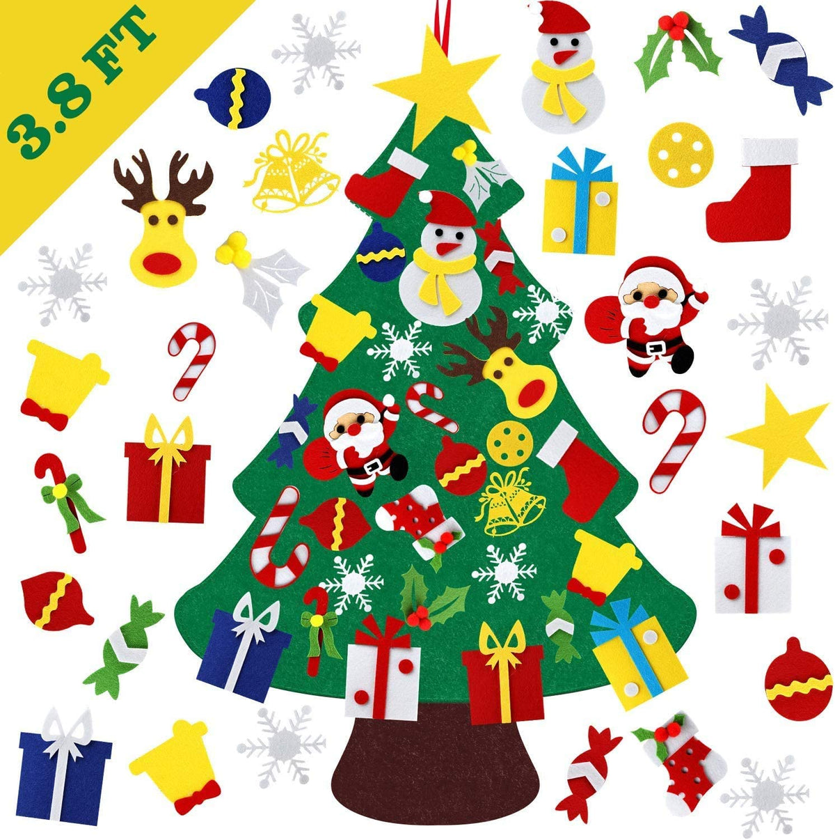 DIY Felt Christmas Tree with 30 Detachable Ornaments