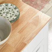 White Kitchen Serving Cart with 3 Drawers & Removable Tray