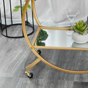 Gold Steel Bar Cart with Glass Rack