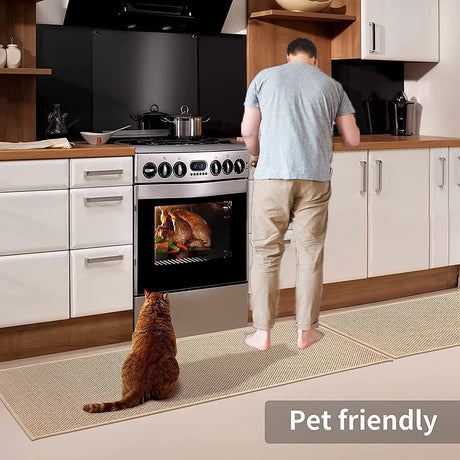 Kitchen Floor Mats, Sink Kitchen Absorbent Rugs and Mats, Non-Skid Kitchen Mat, Standing Mat Washable (44X75cm (17"x29"), Oats)