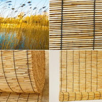 Natural Reed Curtains,Bamboo Roman Blinds,Retro Partition Blind Sun Shade,Bamboo Roll,Sunscreen Roller Shades,Anti-UV,Vertical Blackout Blinds,for Outdoor/Indoor Window