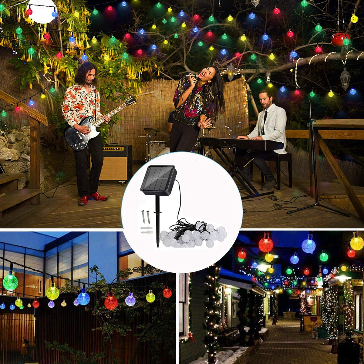24ft Multicolour Solar Globe String Lights – 50 LEDs & 8 Modes