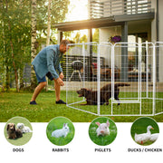 8-Panel 80cm Powder-Coated Steel Dog Playpen – White