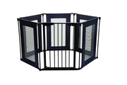 Dreambaby Brooklyn Converta 3-in-1 Play-Pen Baby Safety Gate - with 6 Configurable Mesh Sides Panels - Fireguard & Room Divider - Fits Opening up to 3.8m Wide & 74cm Tall - Black - Model F2031BB