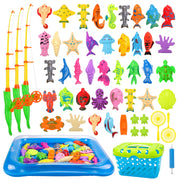 52-Piece Magnetic Fishing Game with Inflatable Pool & Basket