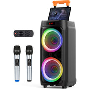 JYX T9 Dual 8-Inch Trolley Karaoke Speaker with 2 Microphones