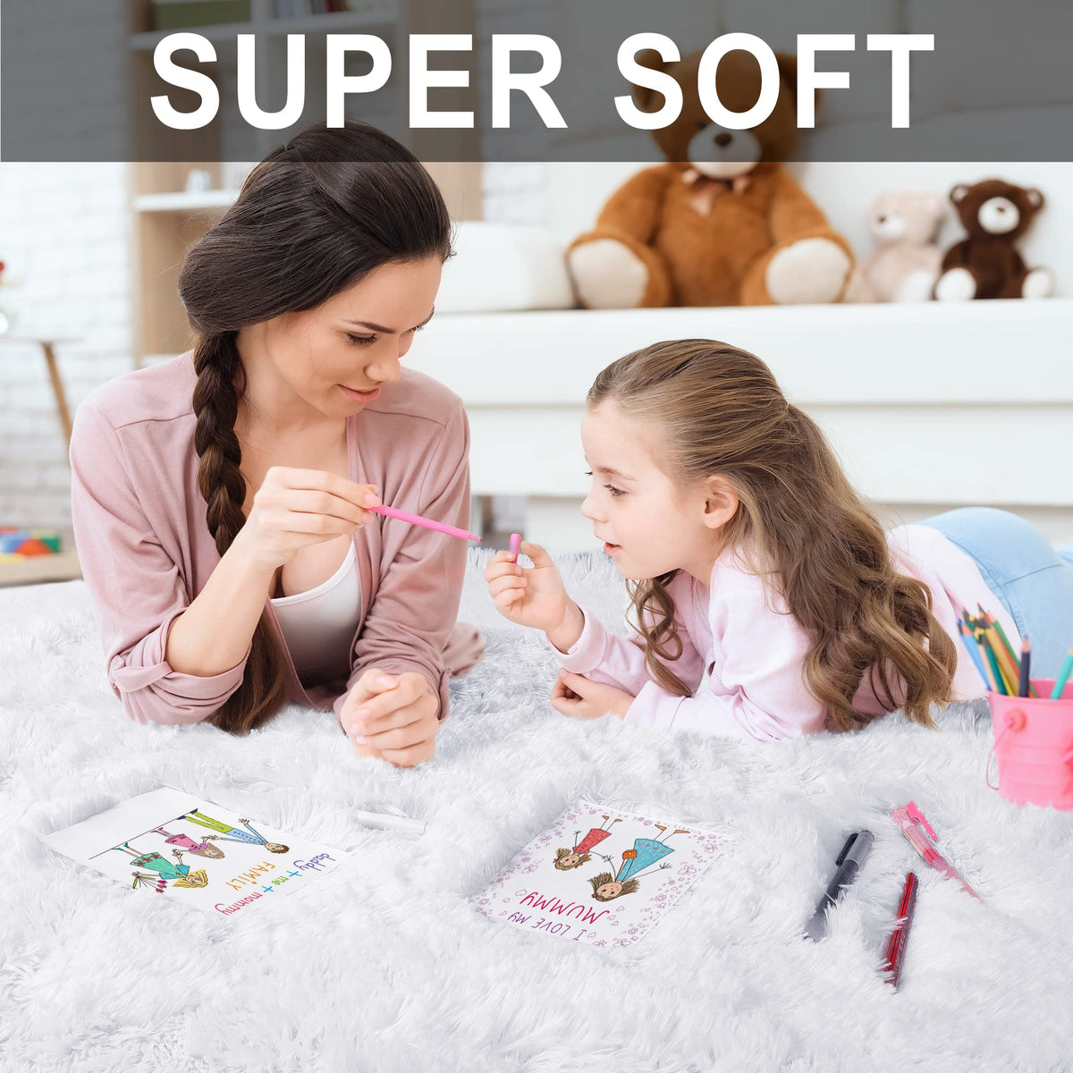 150 × 260 cm White Fluffy Shag Area Rug