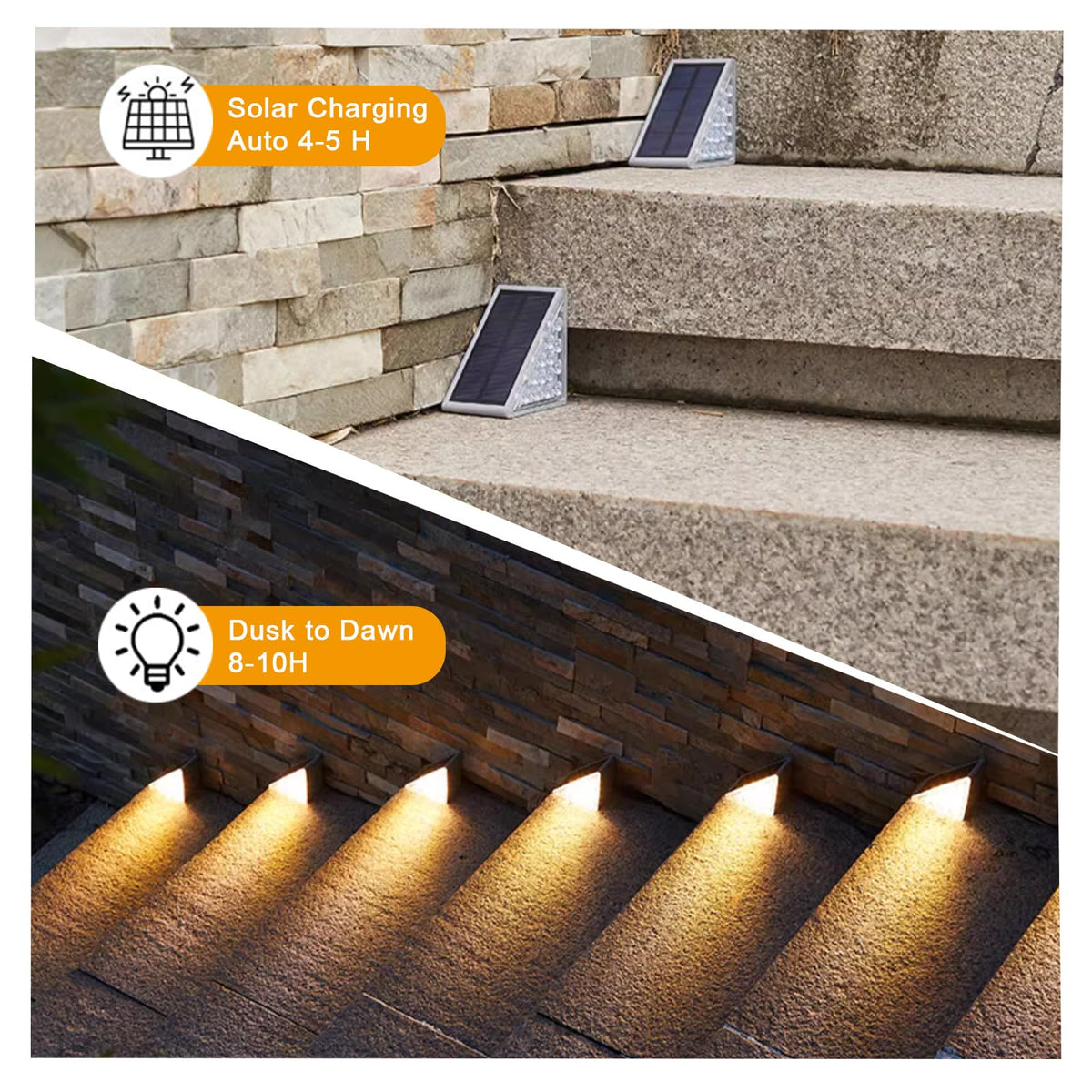 Warm-White Solar Step & Deck Lights – 6 Pack