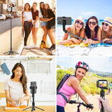 Selfie Stick Phone Tripod Stand, 55"/140cm Small Selfie Stick Tripod with Remote, for iPhone/GoPro/Android/Insta360, Phone Stand for Video Recording/Travel with Camera Connector Kit