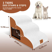 3-Tier High-Density Foam Pet Stairs with Washable Cover