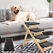 2-in-1 Foldable Pine Pet Ramp & 4-Step Stairs – 60 kg