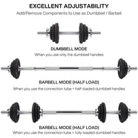 20 kg Adjustable Dumbbell-to-Barbell Weight Set