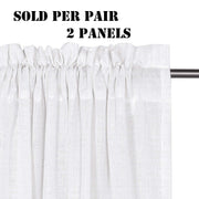 White Semi-Sheer Linen-Blend Curtains – 132 × 243cm, Pair