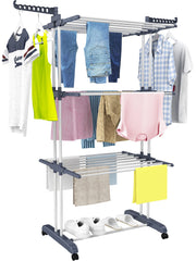 Four-Tier Folding Clothes-Drying Rack with Wheels