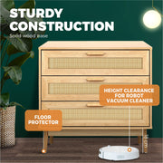 3-Drawer Rattan Tallboy Storage Cabinet