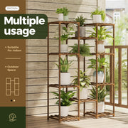 10-Shelf Eucalyptus Wood Plant Stand