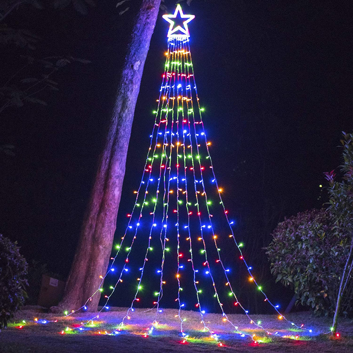 Waterfall Christmas Star Lights LED Waterproof Tree Topper Lights (Multicolour)