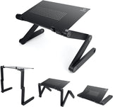 Adjustable Laptop Stand Portable Lap Desk Bed Table & Cooling Stand Premium Aluminum Rotate 360 Degrees Foldable Table Standing Holder for 10-15.4" Notebook Reading Study Work Home Office
